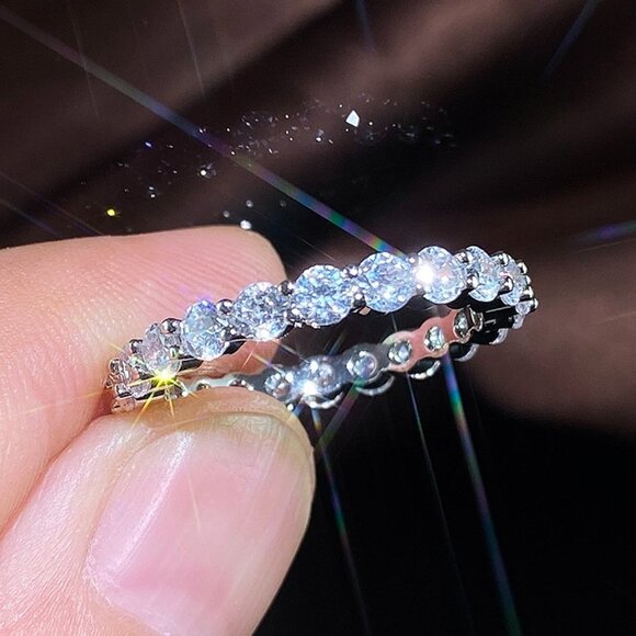 🎁 Hot Shiny Zircon CZ Full Around Rings For Women, HA4346-6 - Picture 1 of 3